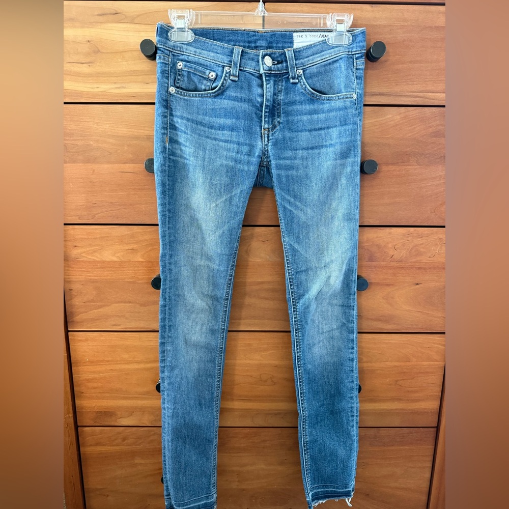 rag & bone Women's Classic Low Rise Blue Skinny Ankle Jeans
